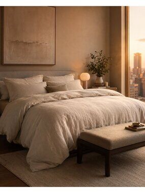 S12 | Quince European Linen Duvet Cover Set Twin Toffee NWOT